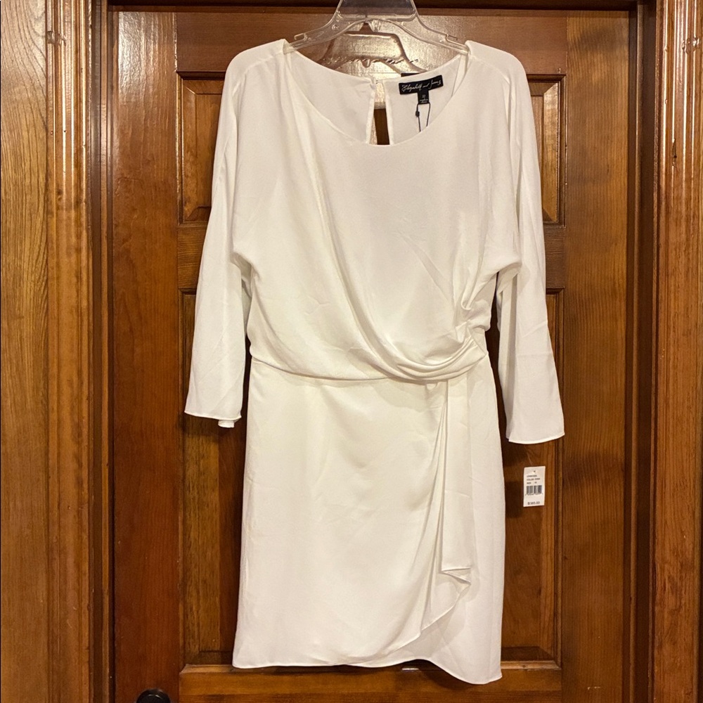 NWT Size 10 Elizabeth & James Jazzlyn White Draped Open Back Dress (ABBA
